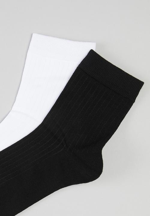 basicthread - 2-Pack check crew socks - black & white