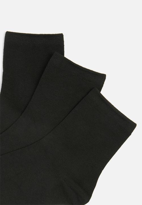basicthread - 3-Pack crew plain socks - black