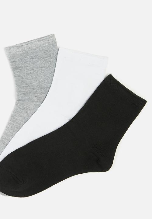 basicthread - 3-Pack plain crew socks - multi
