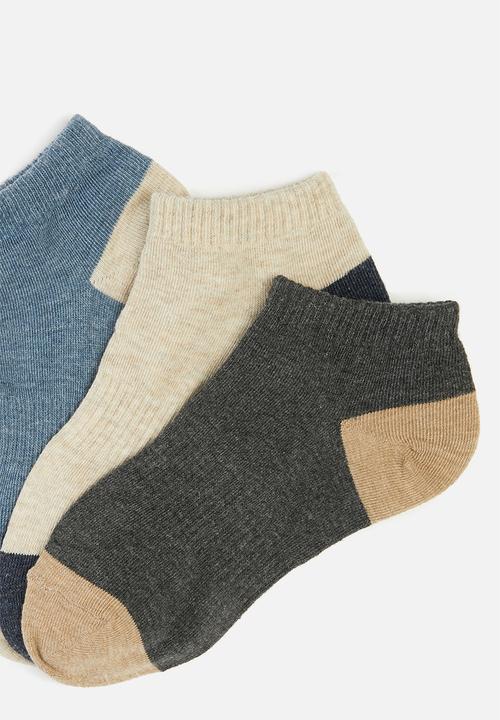 basicthread - 3-Pack plain heel-toe socks - multi