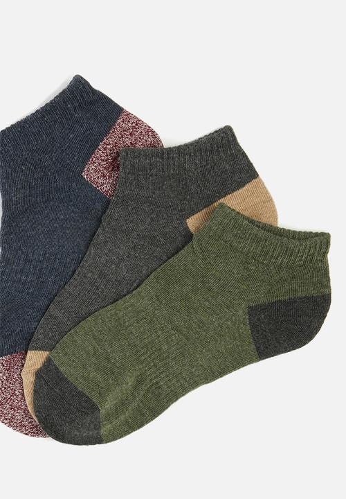 basicthread - 3-Pack plain heel-toe socks - multi