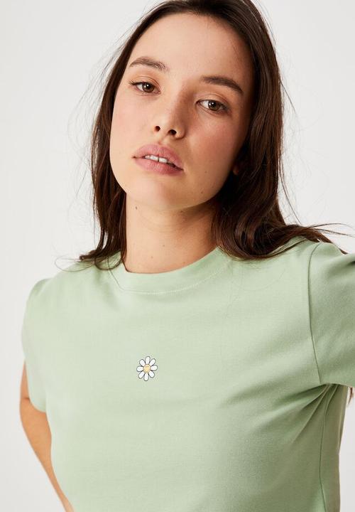 Cotton On - Smiley flower tee-  cool mint