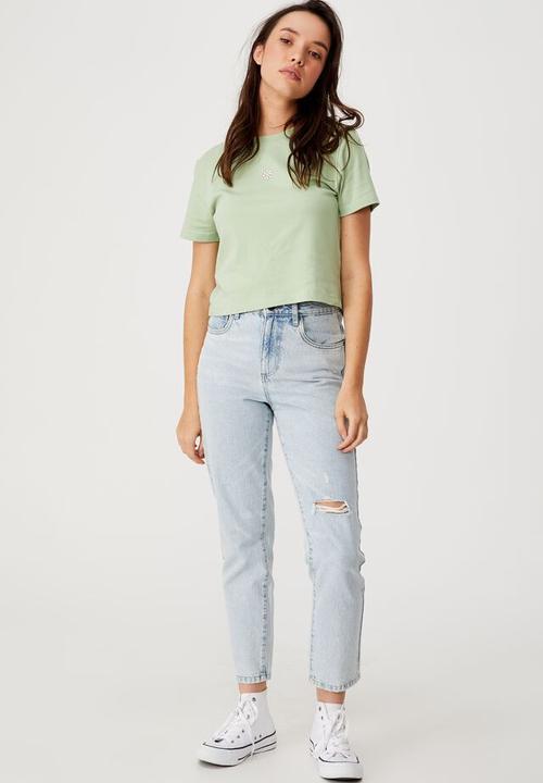 Cotton On - Smiley flower tee-  cool mint