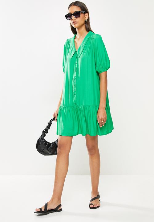 Me&B - Dropped waist shirtdress with drop collar - green