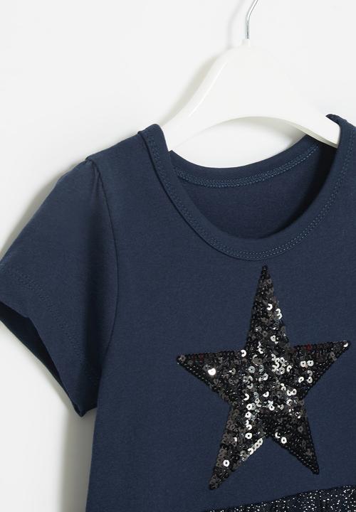 Pop Candy - Girls star mesh dress - navy