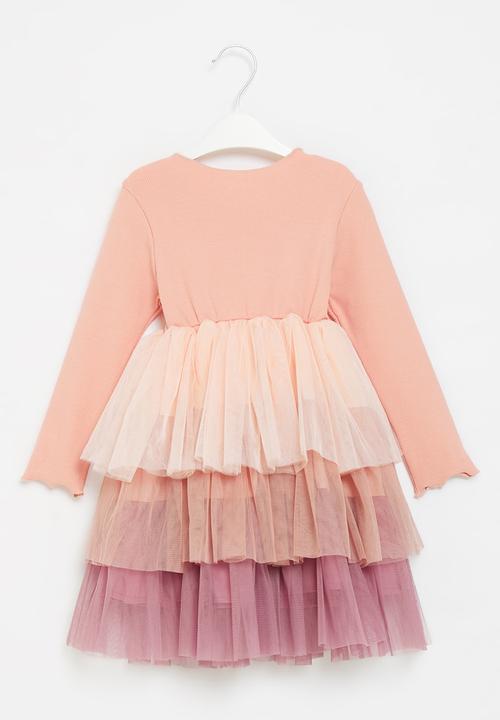 Pop Candy - Girls tiered mesh dress - pink