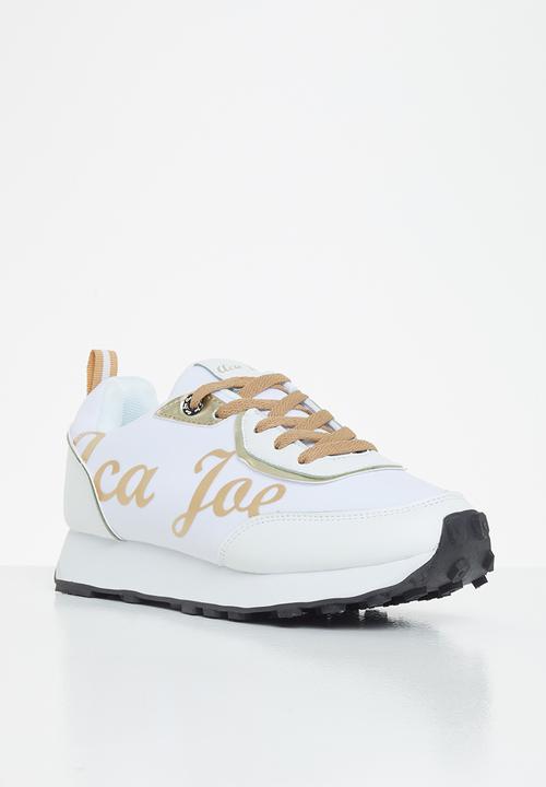 Aca Joe - Chunky logo sneaker - white & gold
