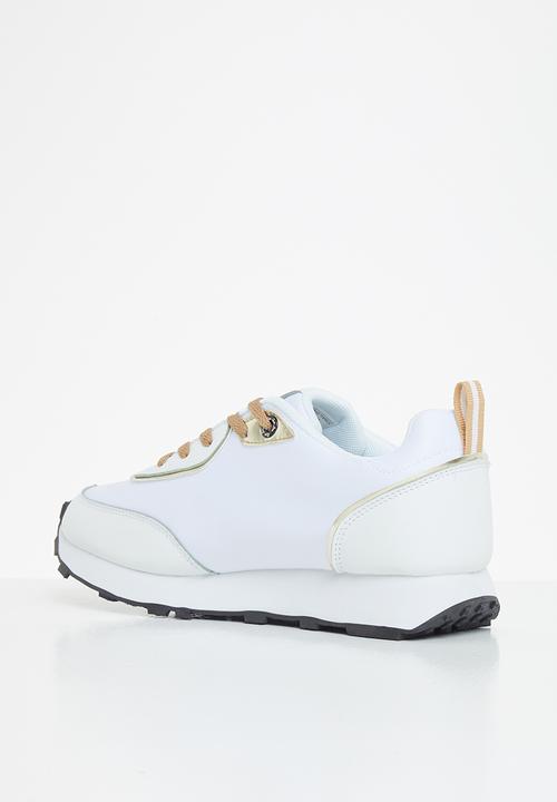 Aca Joe - Chunky logo sneaker - white & gold