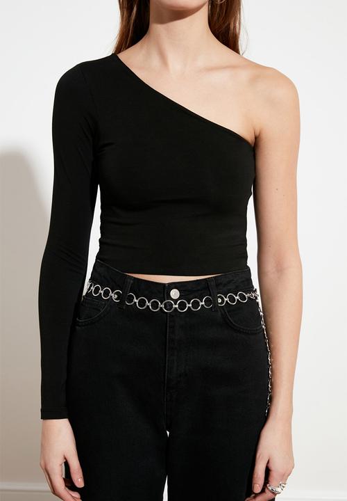 Trendyol - One shoulder knitted top - black
