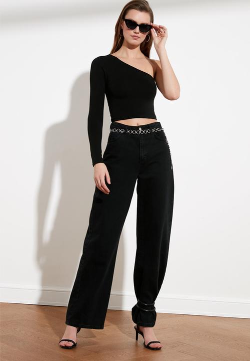 Trendyol - One shoulder knitted top - black