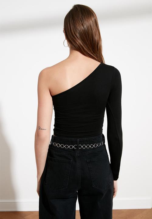 Trendyol - One shoulder knitted top - black