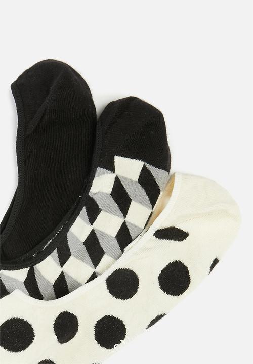 Happy Socks - 3-pack filled dot liner socks - black/white