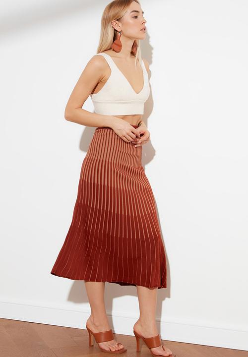 Trendyol - Striped skirt - brown