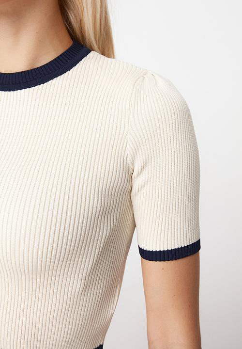 Trendyol - Piping crop knitwear sweater - ecru