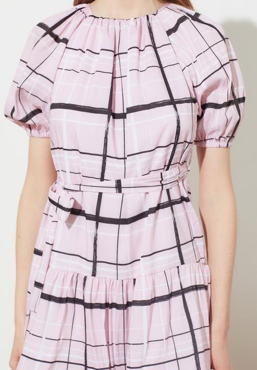 Trendyol - Belted check dress - pink