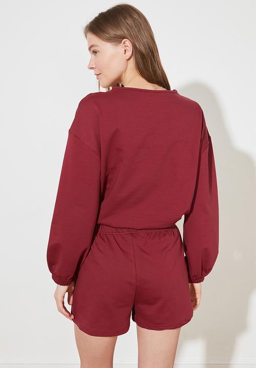 Trendyol - Knitted pajamas set - plum