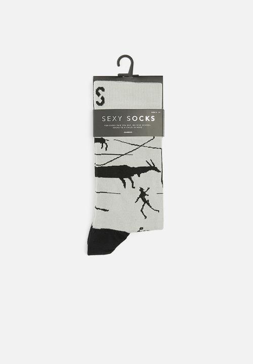 Sexy Socks - Rock paintings socks - grey & black 