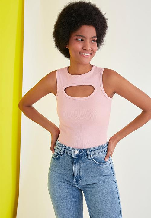 Trendyol - Pink cut out knitted blouse - pink
