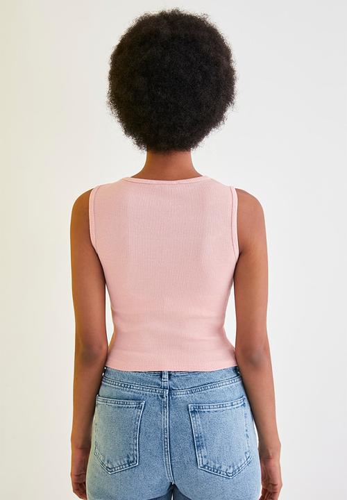 Trendyol - Pink cut out knitted blouse - pink