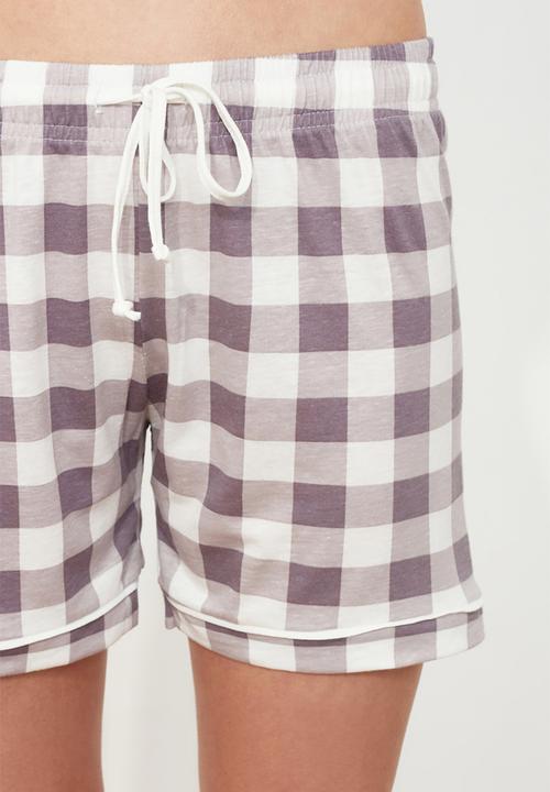 Trendyol - Plaid knitted pajamas set - mink