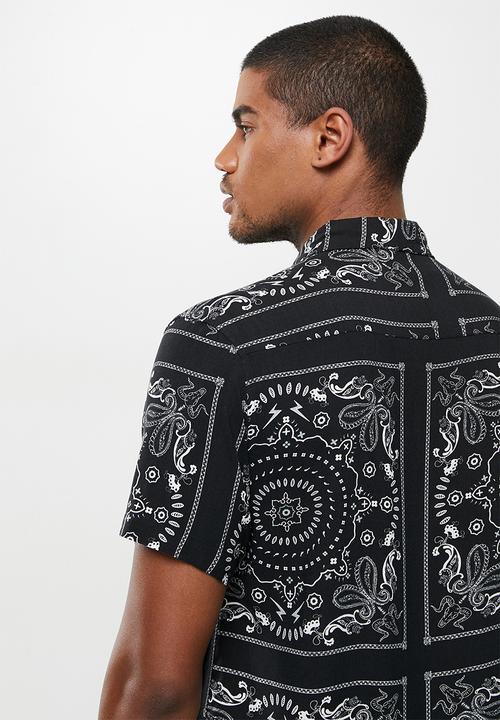 Brave Soul - Fender bandana print shirt - black