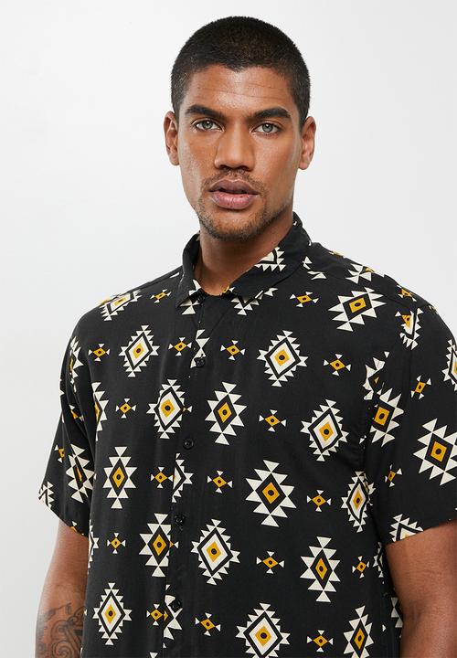 Brave Soul - Tipi tribal print shirt - black