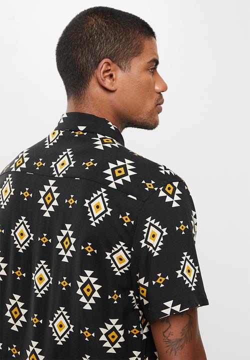 Brave Soul - Tipi tribal print shirt - black