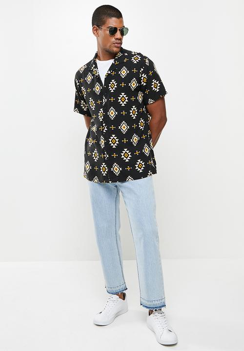Brave Soul - Tipi tribal print shirt - black
