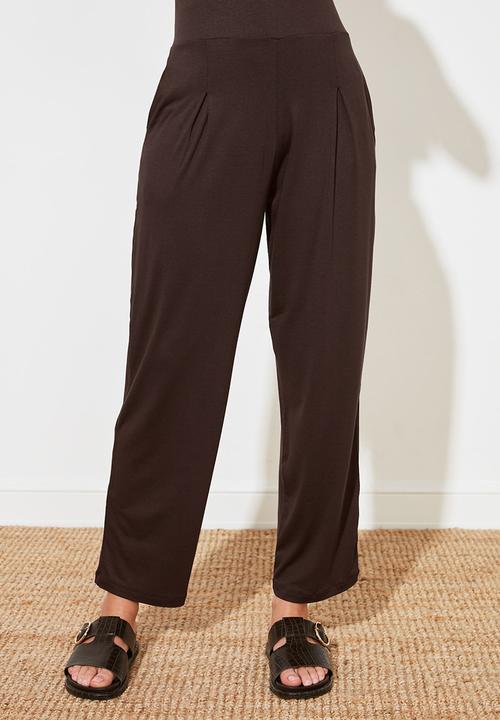 Trendyol - High waist pleated trousers - dark brown