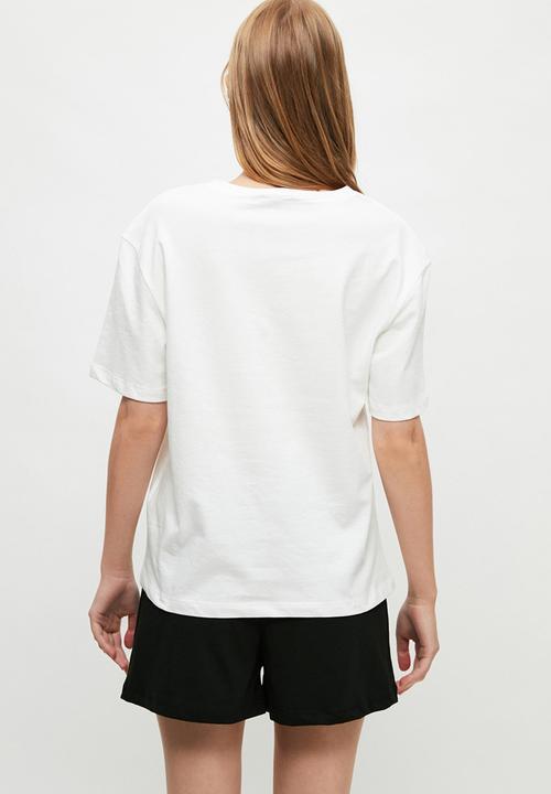 Trendyol - Printed knitted pajamas set  - black & white