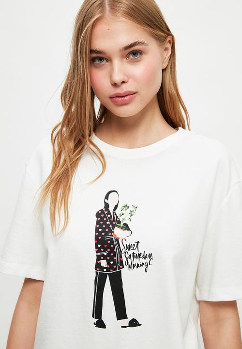Trendyol - Printed knitted pajamas set  - black & white