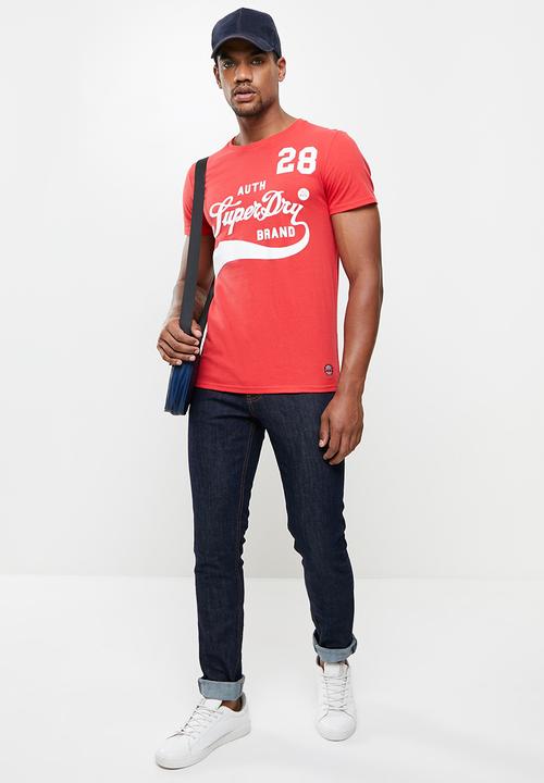 Superdry. - Collegiate graphic tee - drop kick red