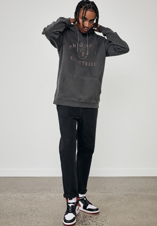 Factorie - Oversized graphic hoodie - washed black