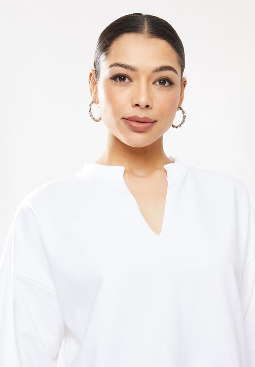 Missguided - V front oversized sweat - white