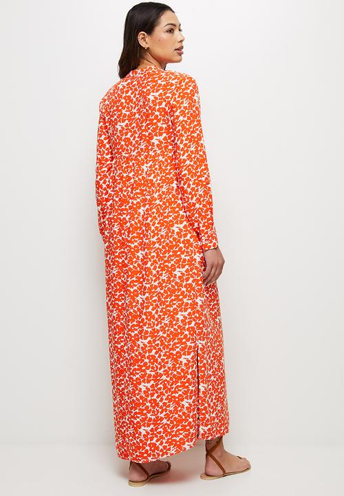 edit - Mandarin slit maxi - rust mono floral