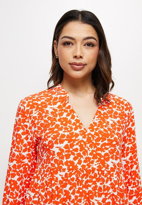 edit - Mandarin slit maxi - rust mono floral