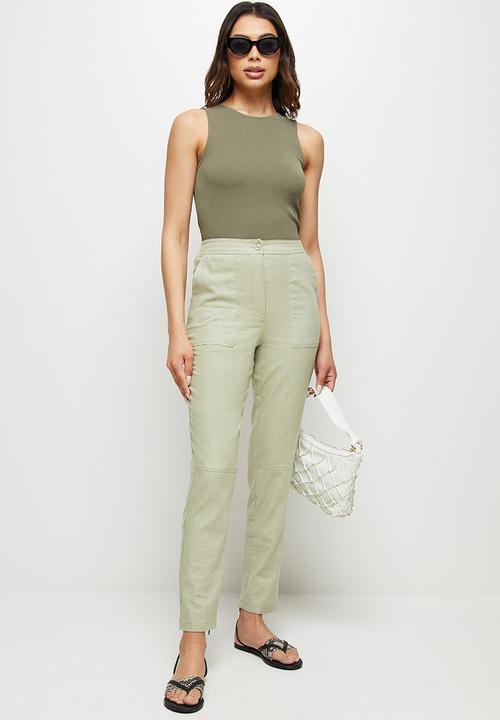 edit - Linen slim leg chino - tea
