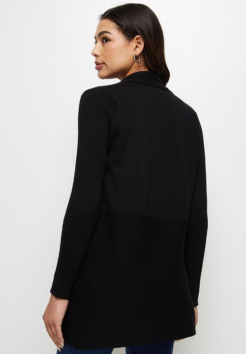 edit - Shaped waterfall cardigan - black