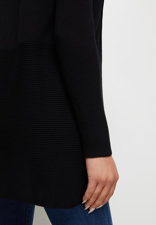 edit - Shaped waterfall cardigan - black