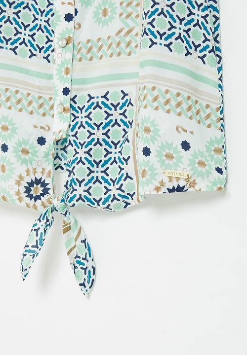 GUESS - Viscose knit bandan print shirt - blue