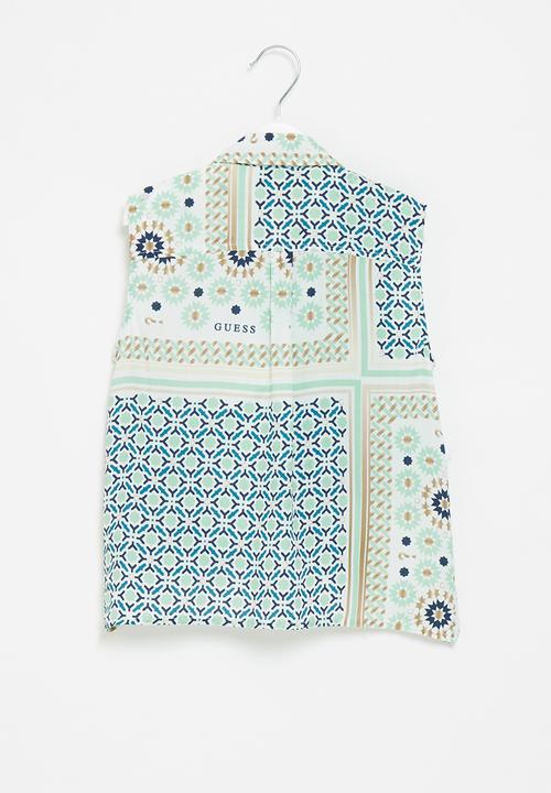 GUESS - Viscose knit bandan print shirt - blue