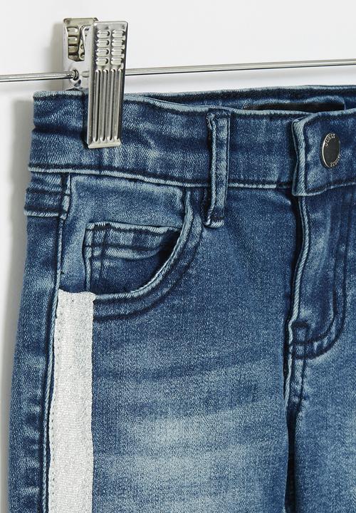 GUESS - Strecth denim short pants with glitter - blue