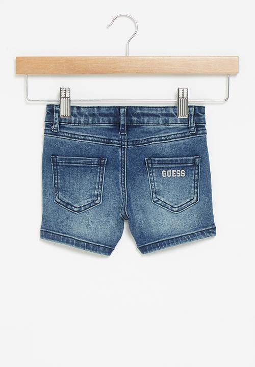GUESS - Strecth denim short pants with glitter - blue