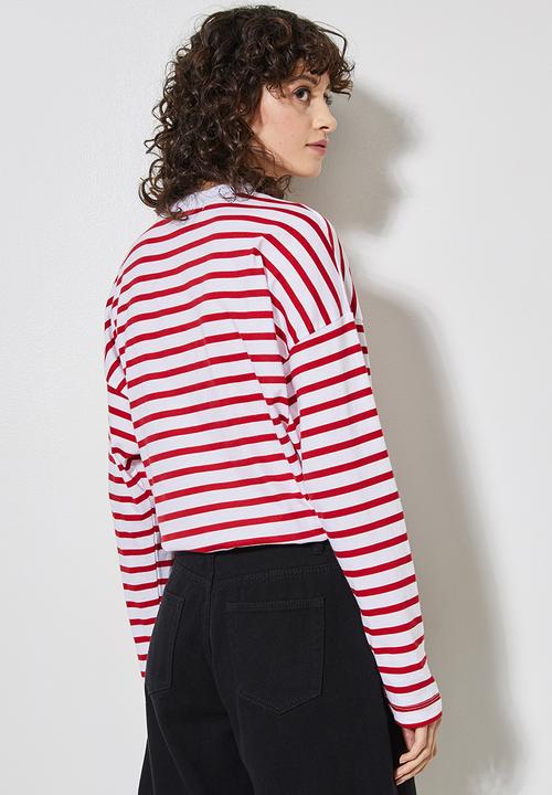 Superbalist - Easy fit striped tee - red & white