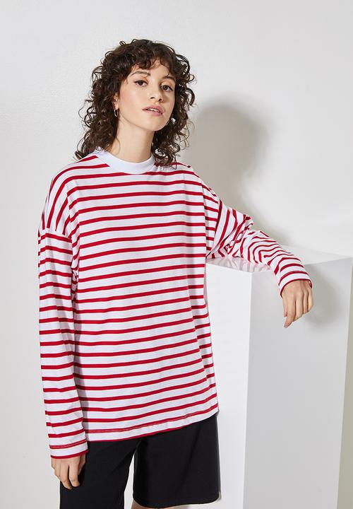 Superbalist - Easy fit striped tee - red & white