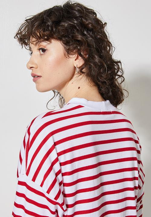 Superbalist - Easy fit striped tee - red & white