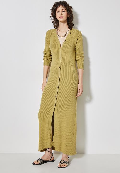 Superbalist - Organic cotton maxi cardi dress - olive