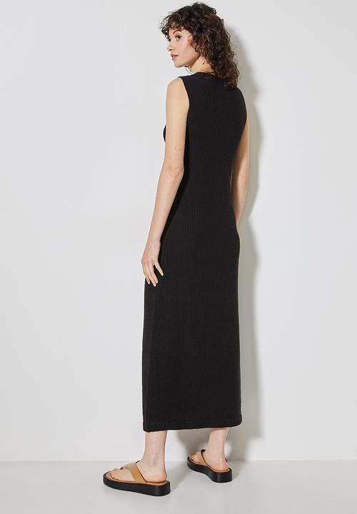 Superbalist - Ribbed organic knitwear tank dress - black