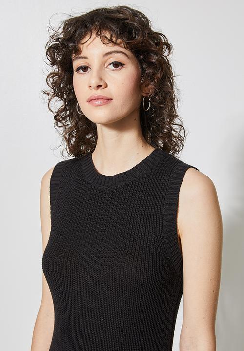 Superbalist - Ribbed organic knitwear tank dress - black