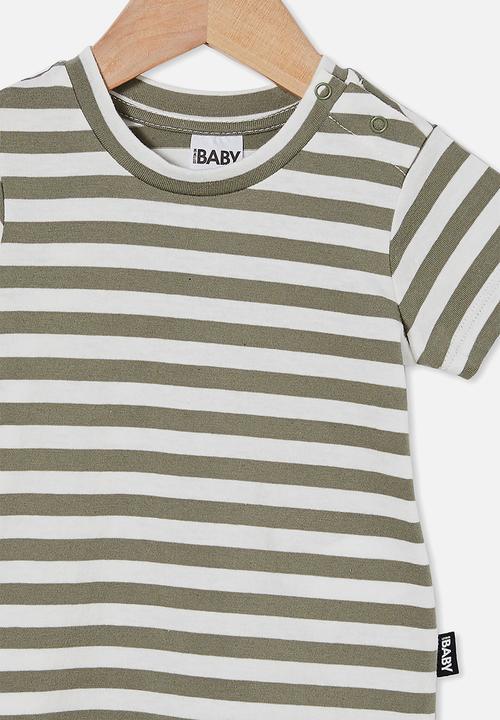 Cotton On - Jamie short sleeve tee - stripe silver sage/vanilla